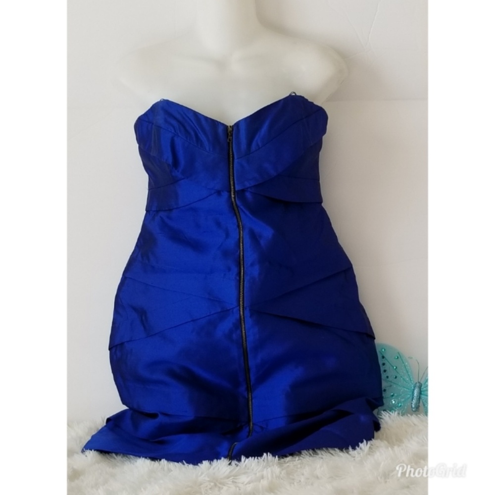 Nicole Miller Strapless Silk Cobalt Blue Dres SZ 4